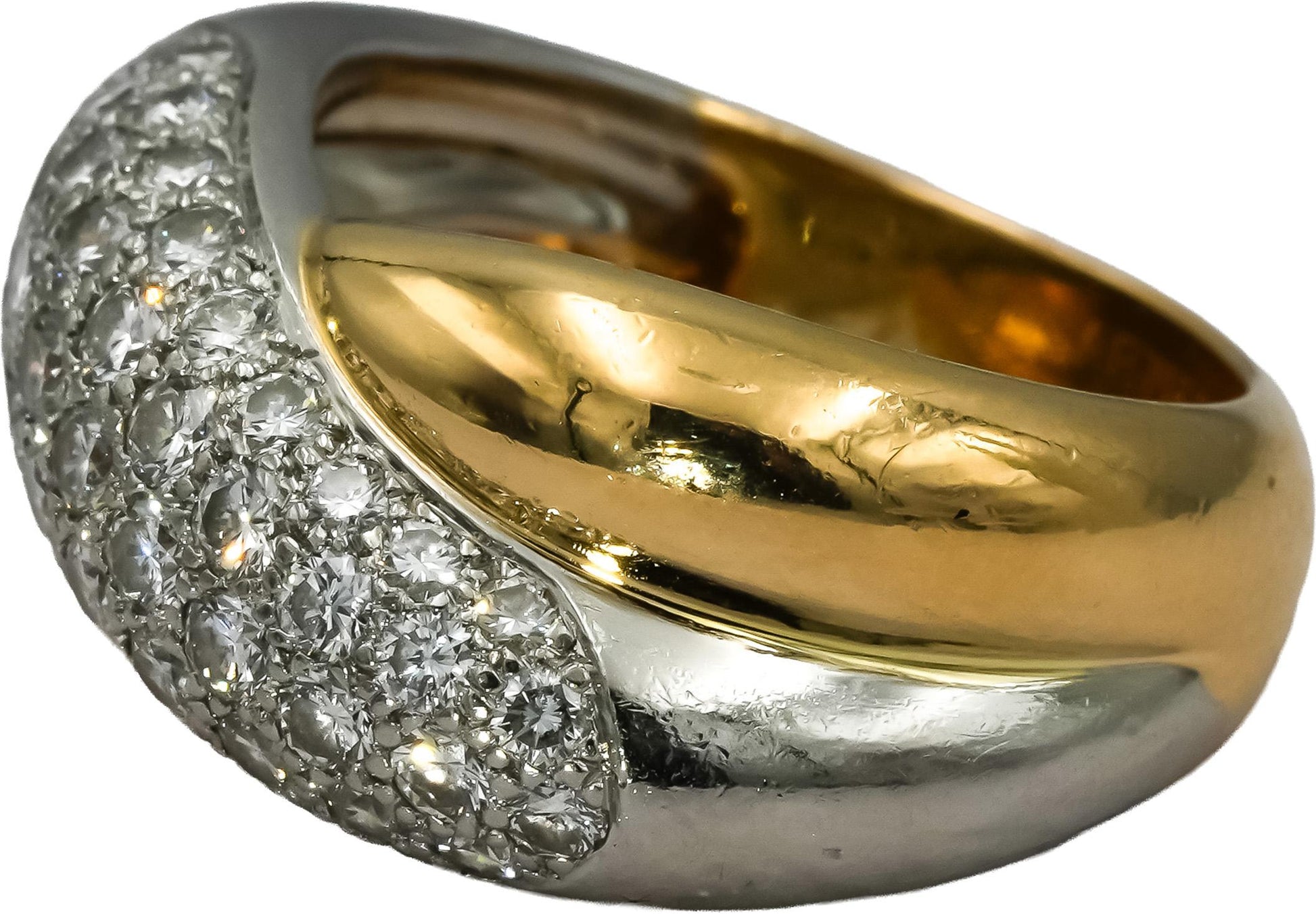 CARTIER Vintage 18k Gold Platinum Diamond Cluster Crossover Ring 1.25CT Size 6.5