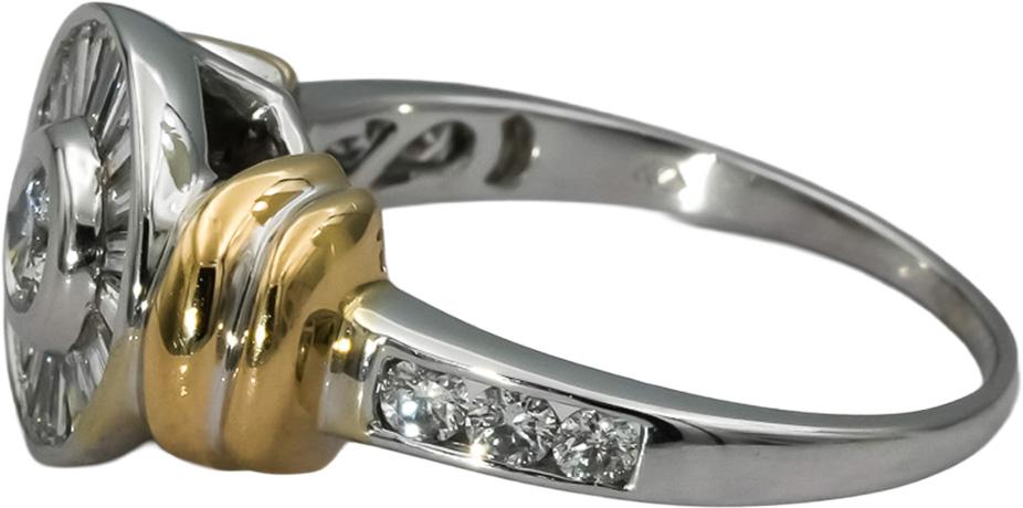14k Yellow & White Gold Round and Baguette Diamond Cocktail Ring 1.0CT Size 8.5