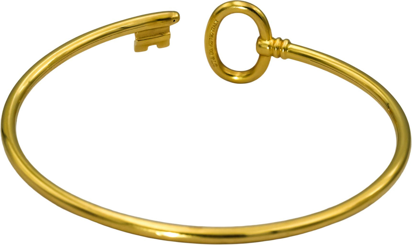 TIFFANY & CO. 18k Yellow Gold Key Flexible Bangle Bracelet 2150 Retail