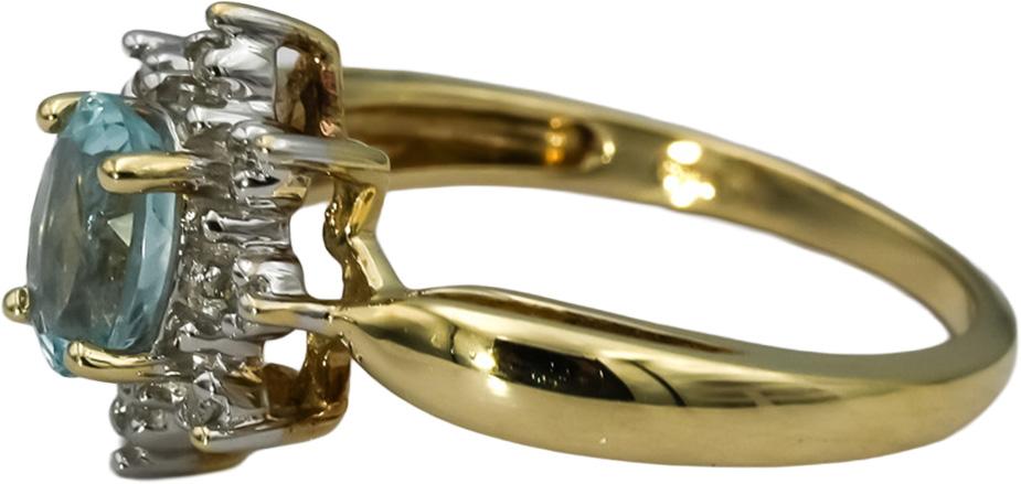 10k Yellow Gold Aquamarine Ring 0.50CT Size 7.25 w/ Diamond Accents
