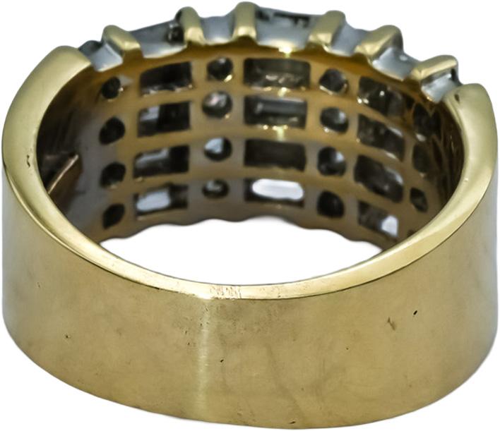 14k Yellow Gold Round and Baguette Cut Diamond Band Ring 1.50CT Size 6.75