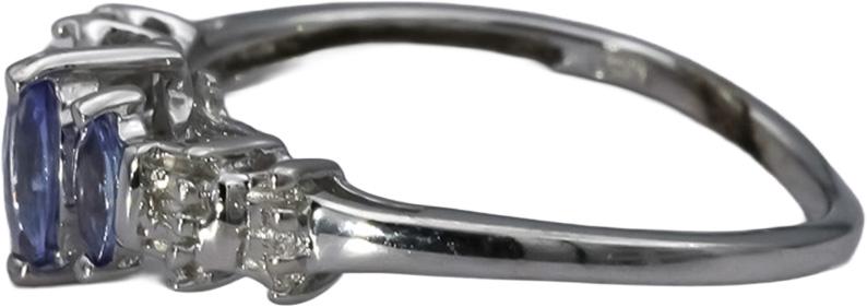 10k White Gold Marquise Tanzanite Ring 0.25CT Size 7 w/ Diamond Accents