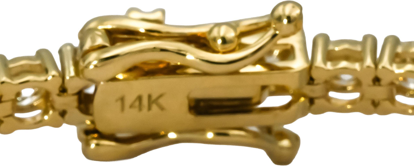 14k Yellow Gold VS Round Diamond Tennis Bracelet 5.37CT