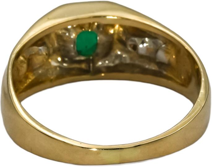 14k Yellow Gold Oval Cut Emerald Ring 0.40CT Size 7 w/ Diamond Accents