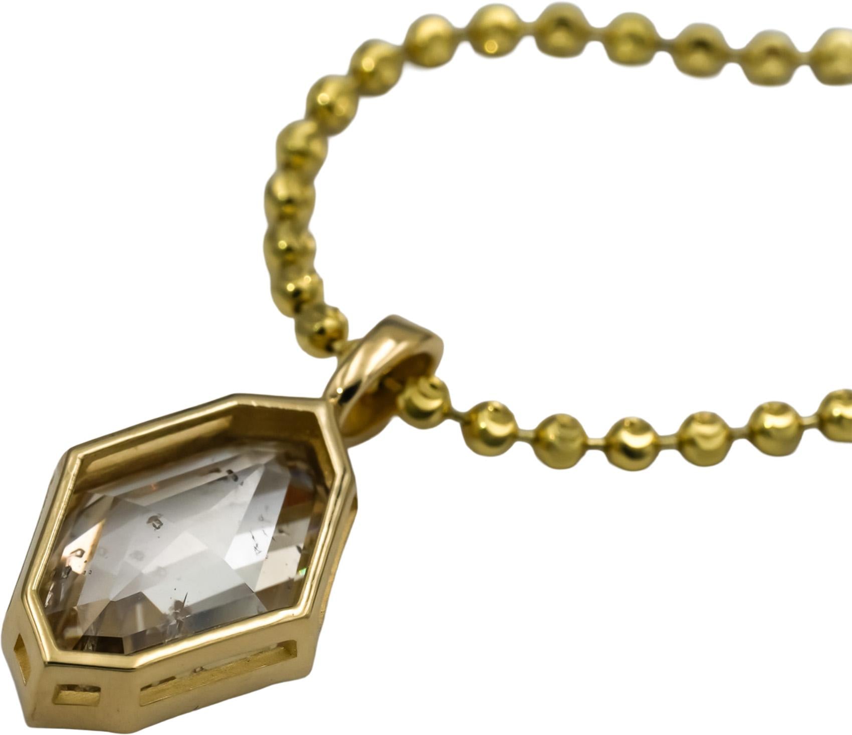 14k Yellow Gold Octagonal Step Cut Diamond Pendant Necklace 8.01CT
