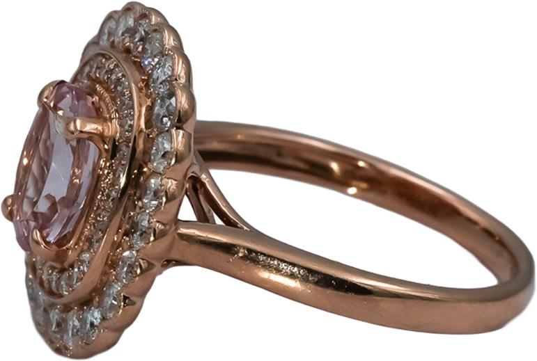 14k Rose Gold Diamond and Morganite Cocktail Ring 2.0CT Size 6.25
