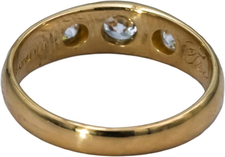 TIFFANY & CO. Vintage 18k Gold VS Old Euro Cut Diamond Three Stone Ring 0.50CT