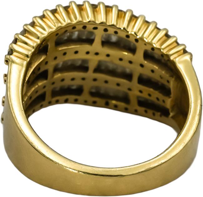 EFFY 14k Yellow Gold Round and Baguette Diamond Wavy Band Ring 1.0CT Size 5.75