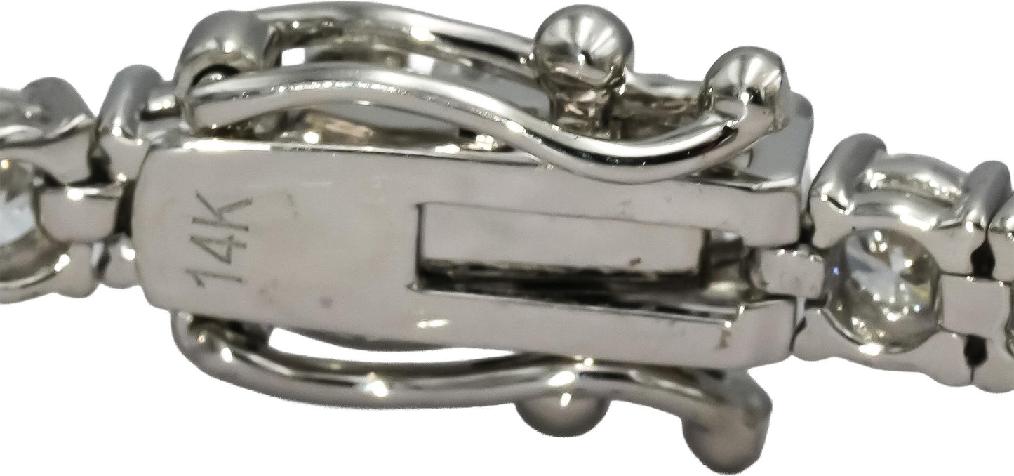 14k White Gold VS Round Lab-Grown Diamond Tennis Bracelet 6.12CT
