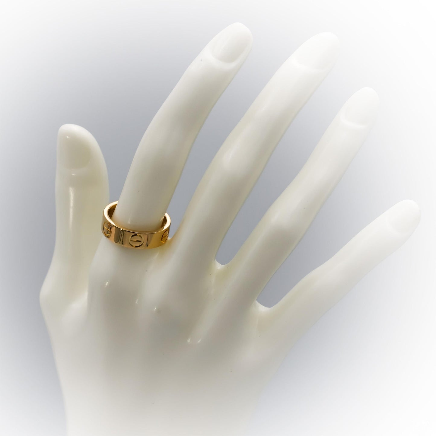 CARTIER 18k Yellow Gold Love Screw Motif 5.5mm Wide Ring Size 54