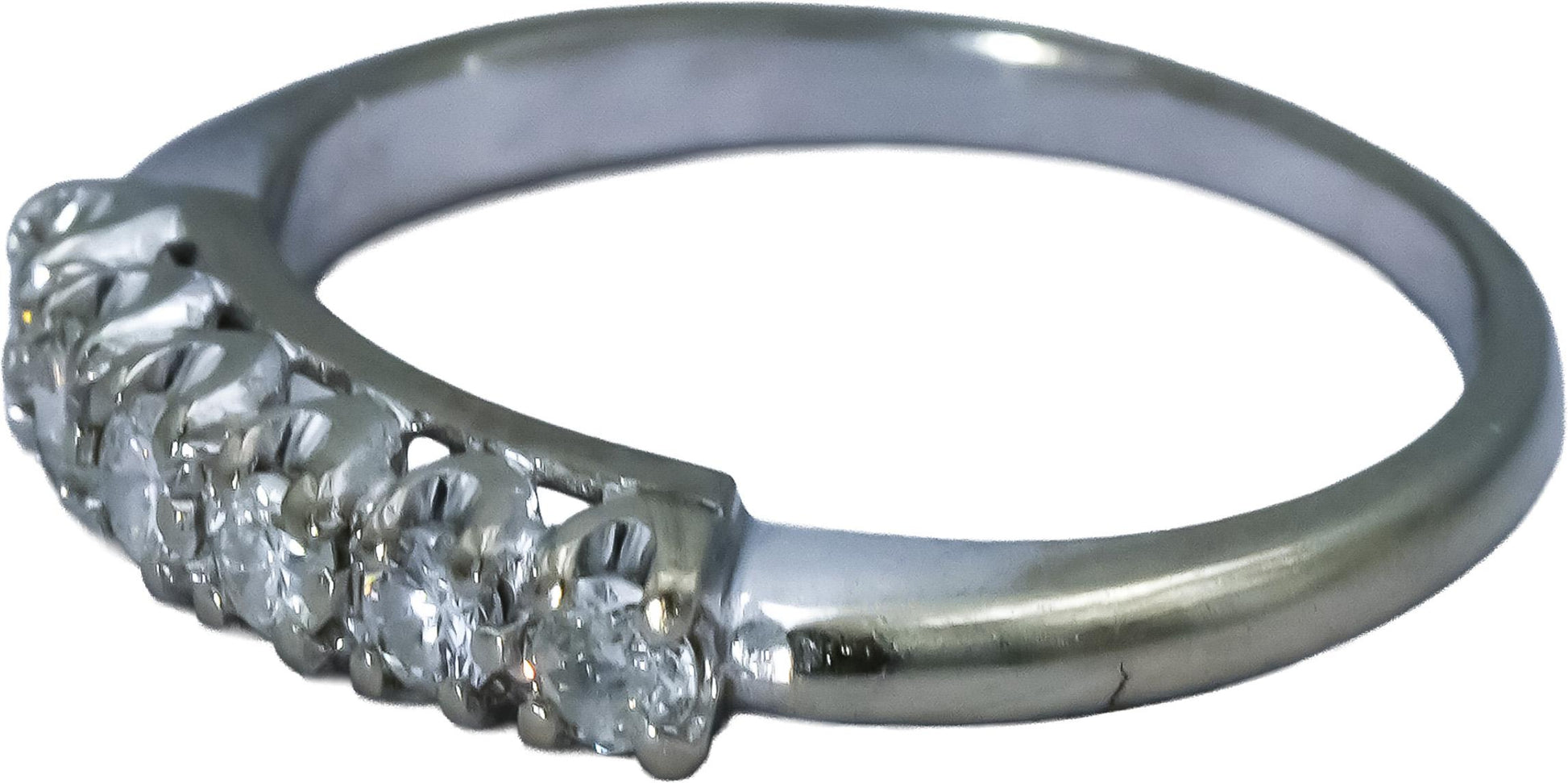 Vintage Antique 14k White Gold Round Diamond Band Ring 0.20CT Size 4.75