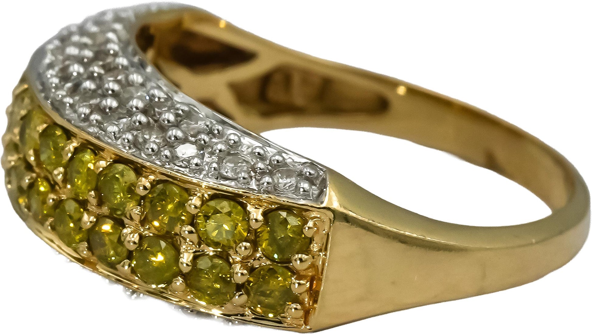 14k Yellow Gold White and Irradiated Yellow Cluster Ring 1.0CT Size 6
