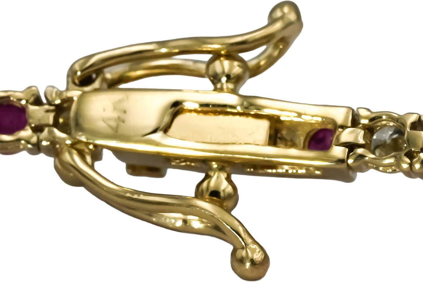 14k Yellow Gold VS Diamond and Ruby Tennis Bracelet 4.69CT