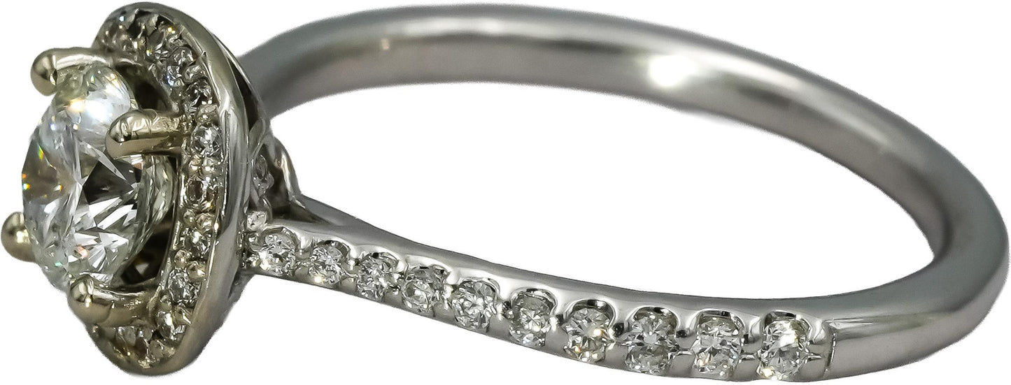 14k White Gold VS Round Diamond Engagement Ring 1.05CT Size 6.75