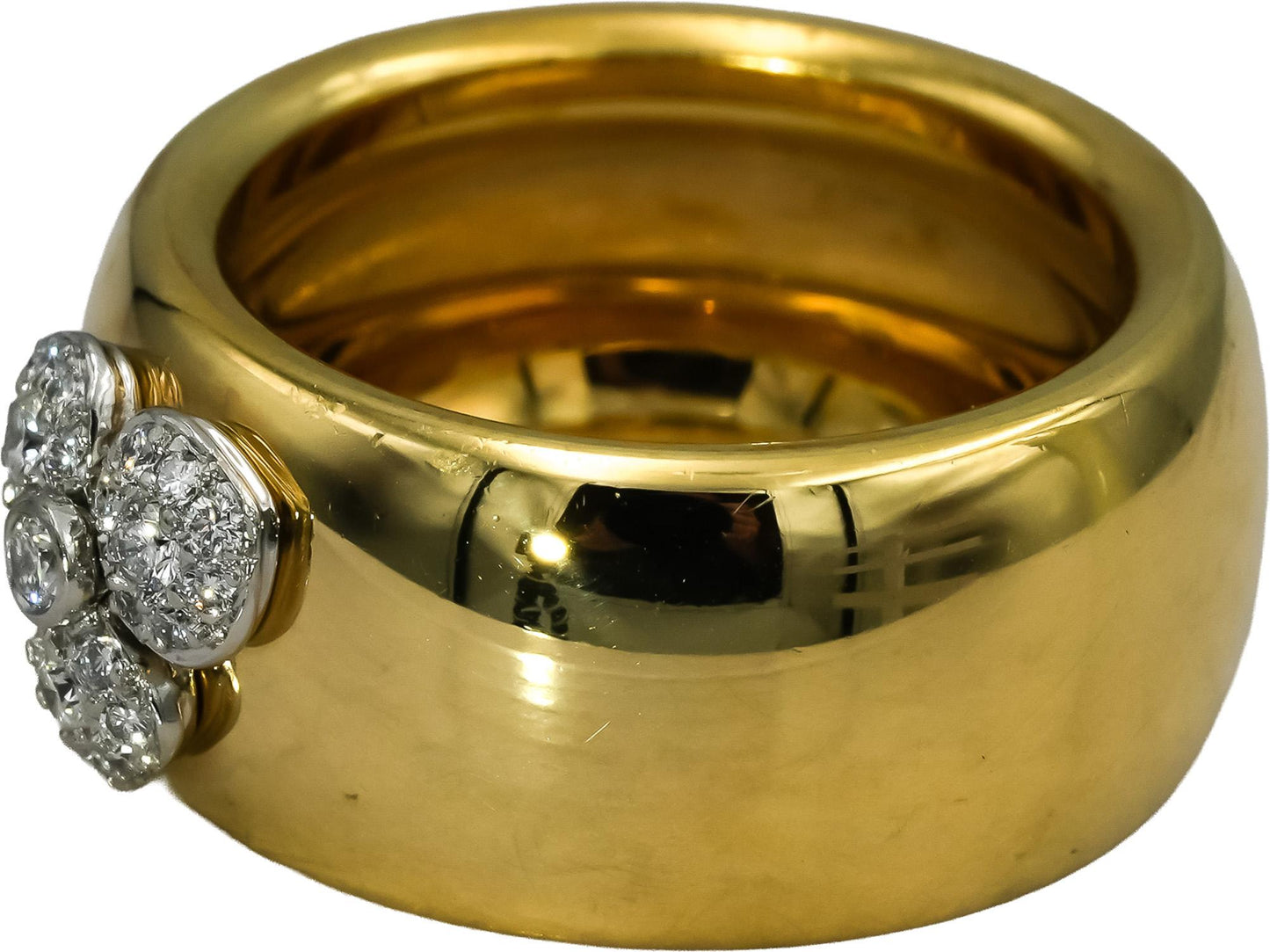 TIFFANY & CO. Vintage 18k Yellow Gold VS Diamond Flower Ring 0.24CT Size 5.75