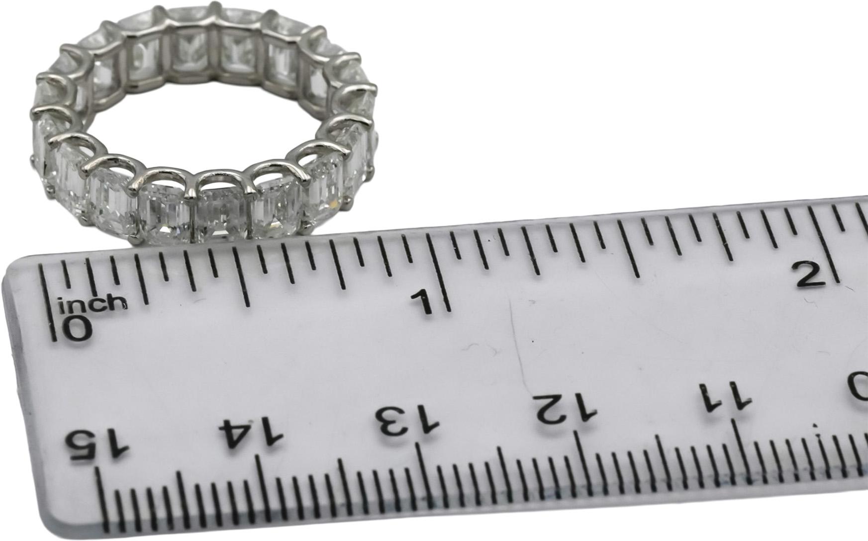14k White Gold VS Emerald Cut Diamond Eternity Band Ring 7.0CT Size 6.25