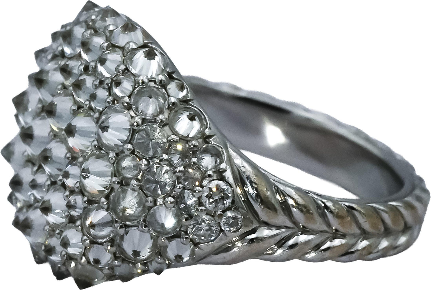 DAVID YURMAN 18k White Gold Diamond Reverse Set Pave Pinky Ring 2.27CT Sz 4
