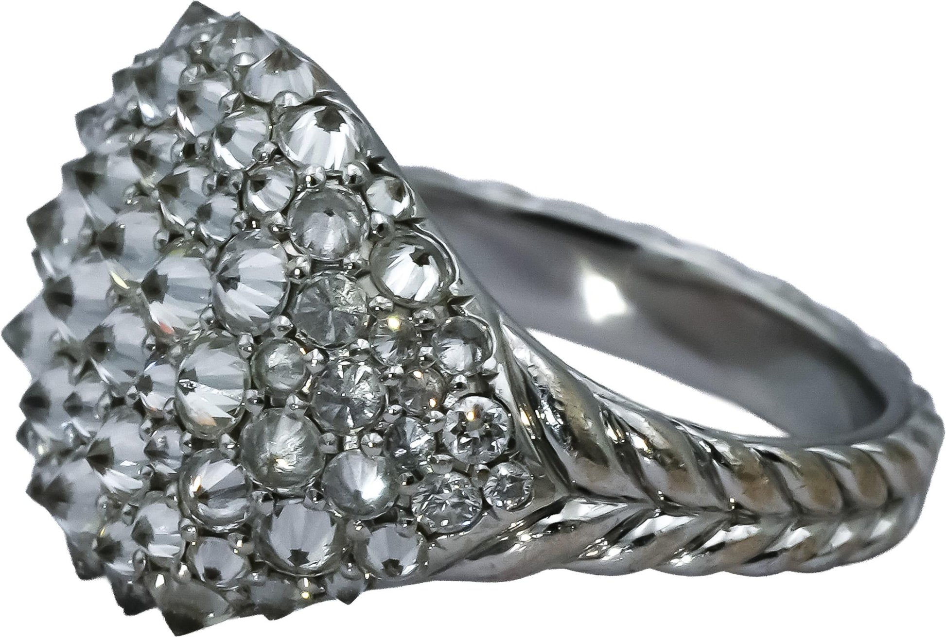 DAVID YURMAN 18k White Gold Diamond Reverse Set Pave Pinky Ring 2.27CT Sz 4
