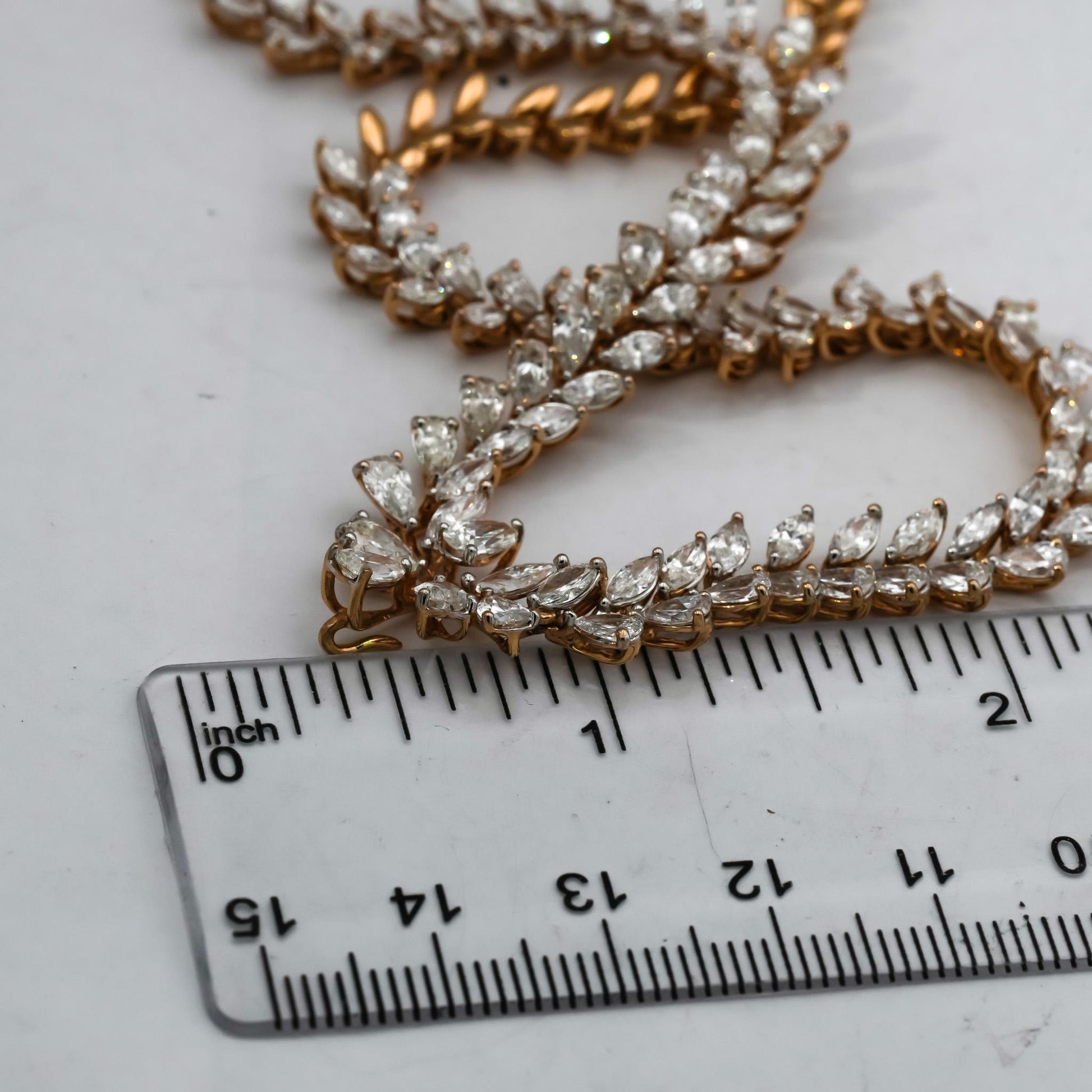 18k Rose Gold VS Marquise and Pear Cut Diamond Formal Leaf Necklace 10.35CT