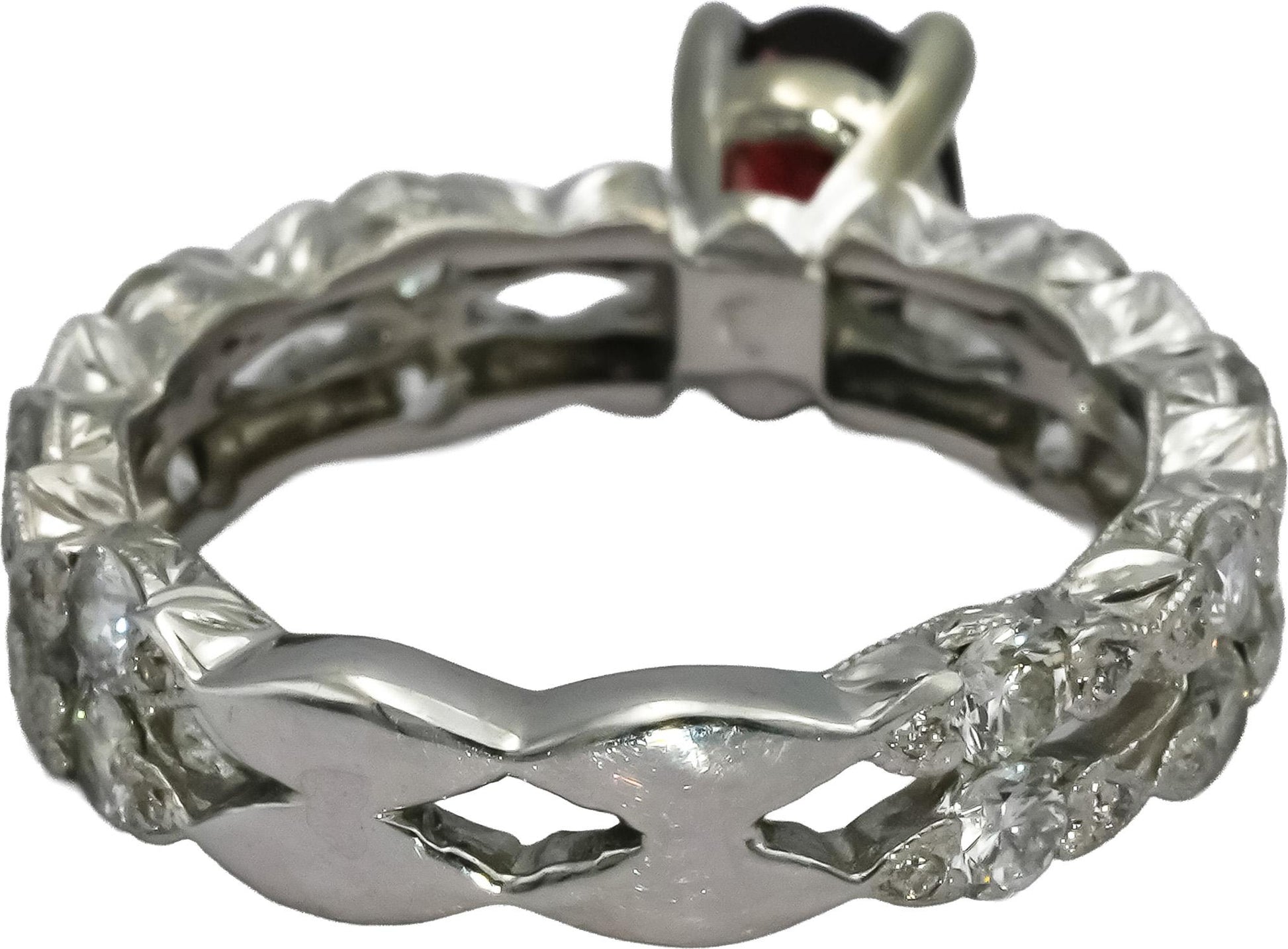 18k White Gold Diamond and Garnet Cocktail Ring 1.96CT Size 7.5