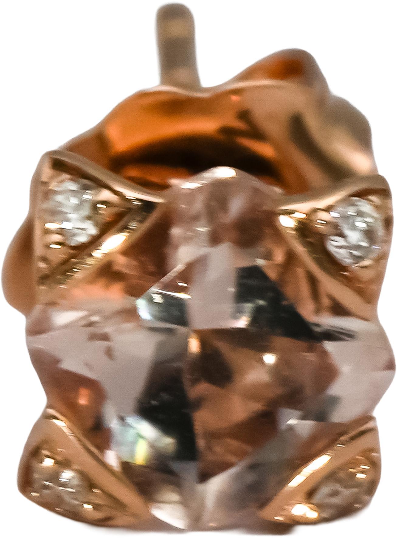 LE VIAN 14k Rose Gold Morganite Stud Earrings w/ Diamond Accents