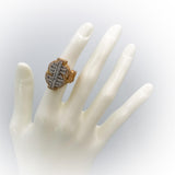 10k Rose & White Gold Diamond Cluster Dollar Sign Ring 3.50CT Size 5