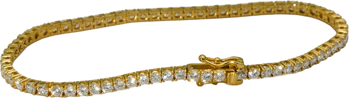 14k Yellow Gold VS Round Lab-Grown Diamond Tennis Bracelet 3.50CT