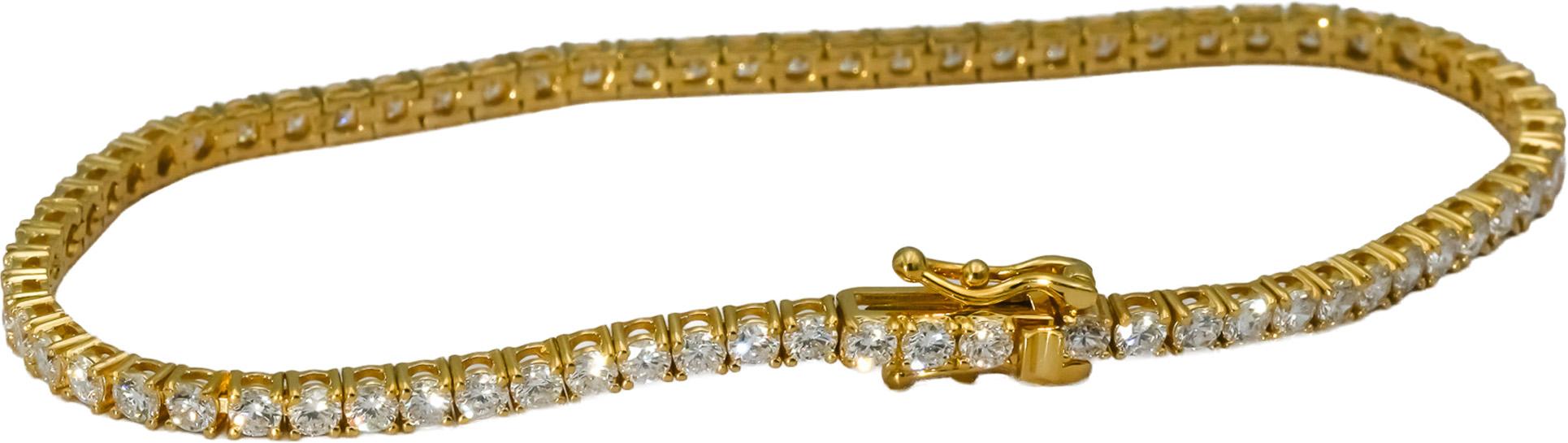 14k Yellow Gold VS Round Lab-Grown Diamond Tennis Bracelet 3.50CT