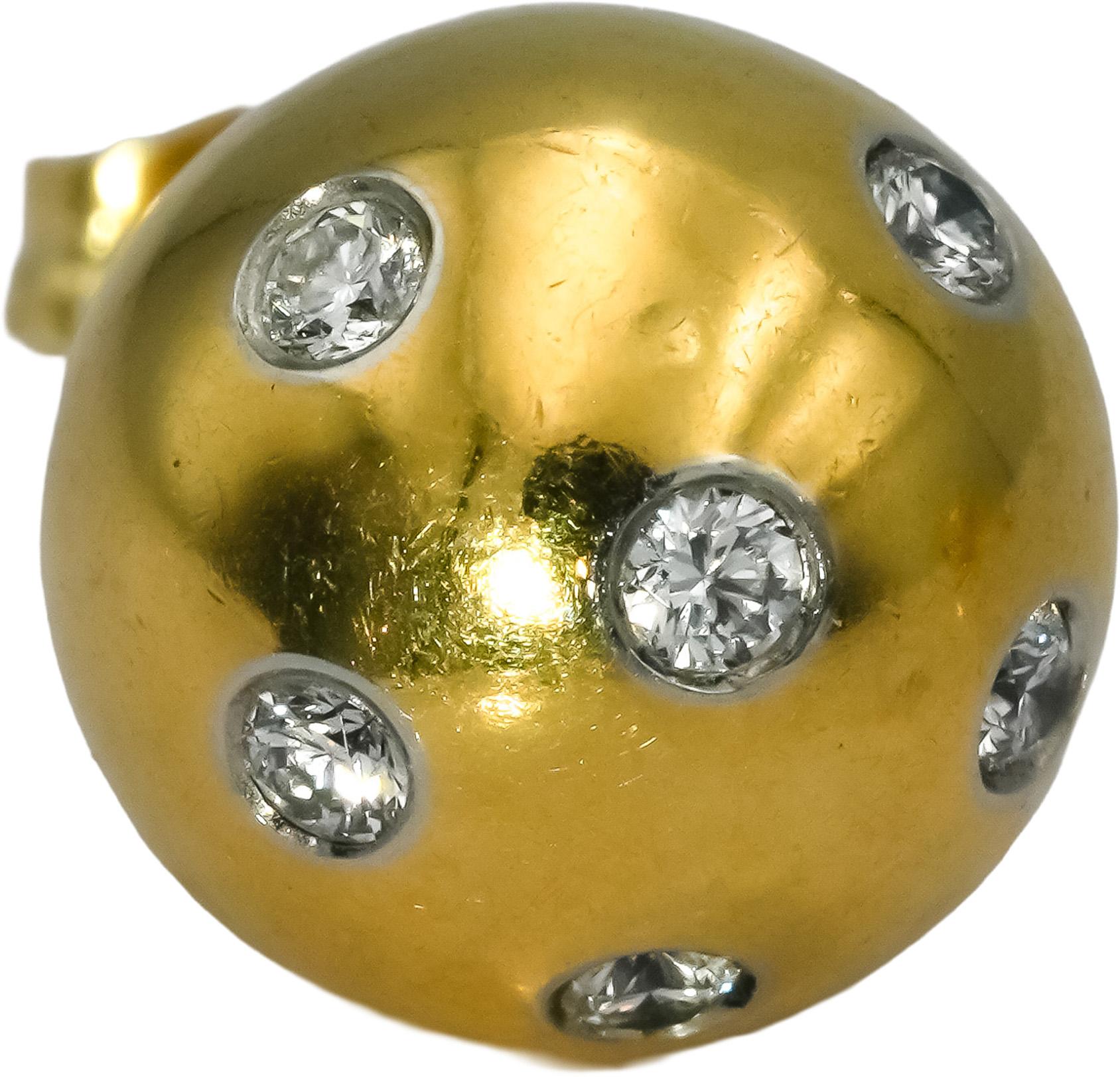 TIFFANY & CO. 18k Gold Platinum VS Diamond Dot Etoile Ball Stud Earrings 0.18CT