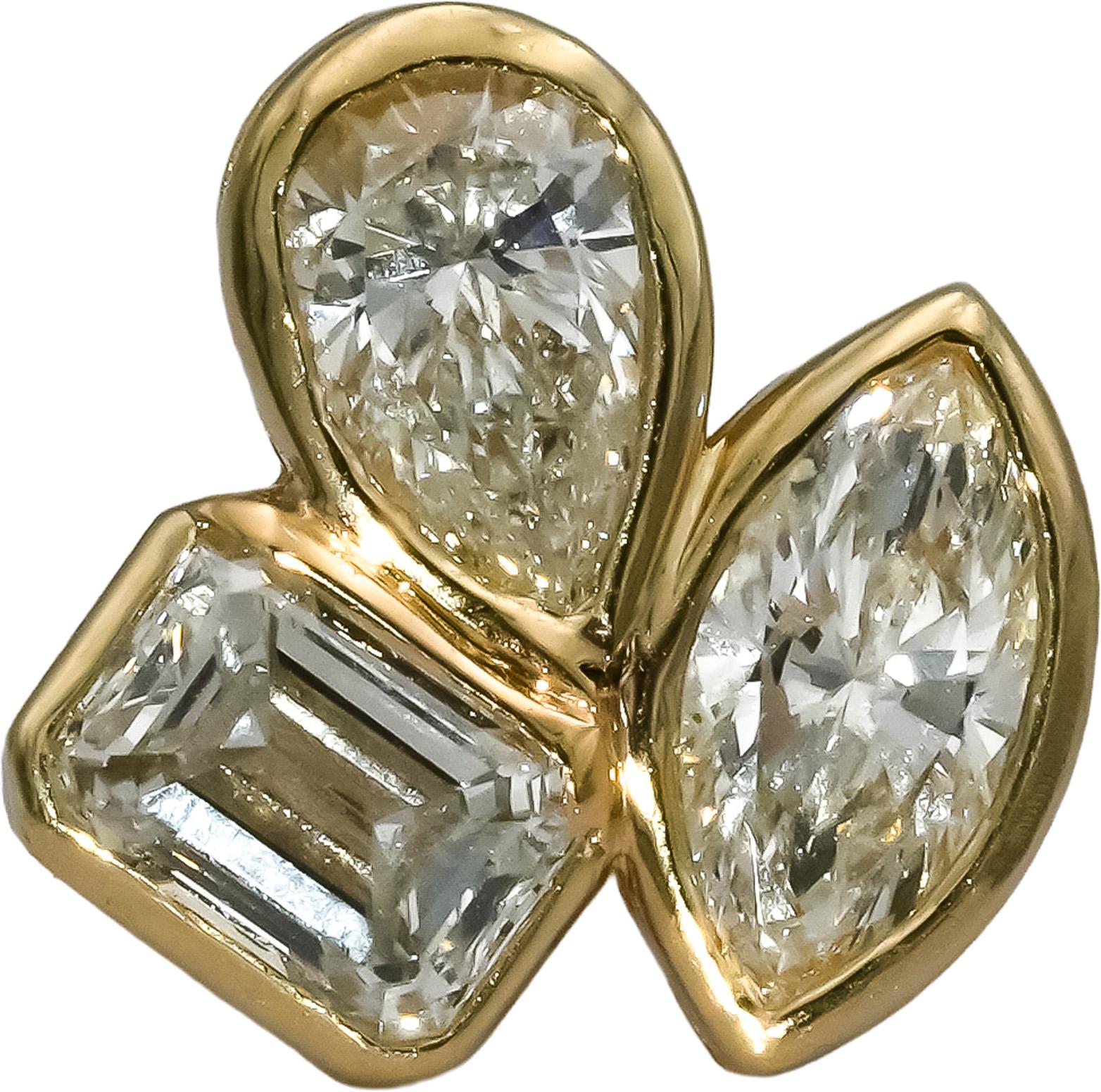 14k Yellow Gold VS Mixed Cut Lab-Grown Diamond Stud Earrings 2.86CT