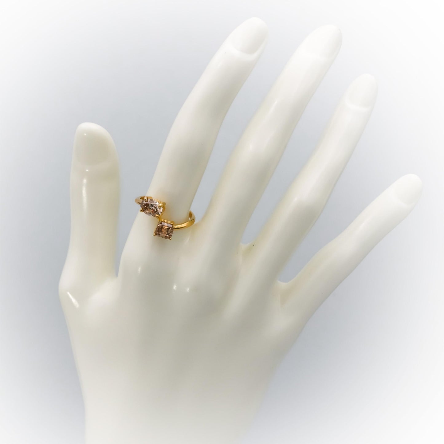 18k Yellow Gold Oval and Asscher Cut Diamond Bypass Ring 2.04CT Size 6.75