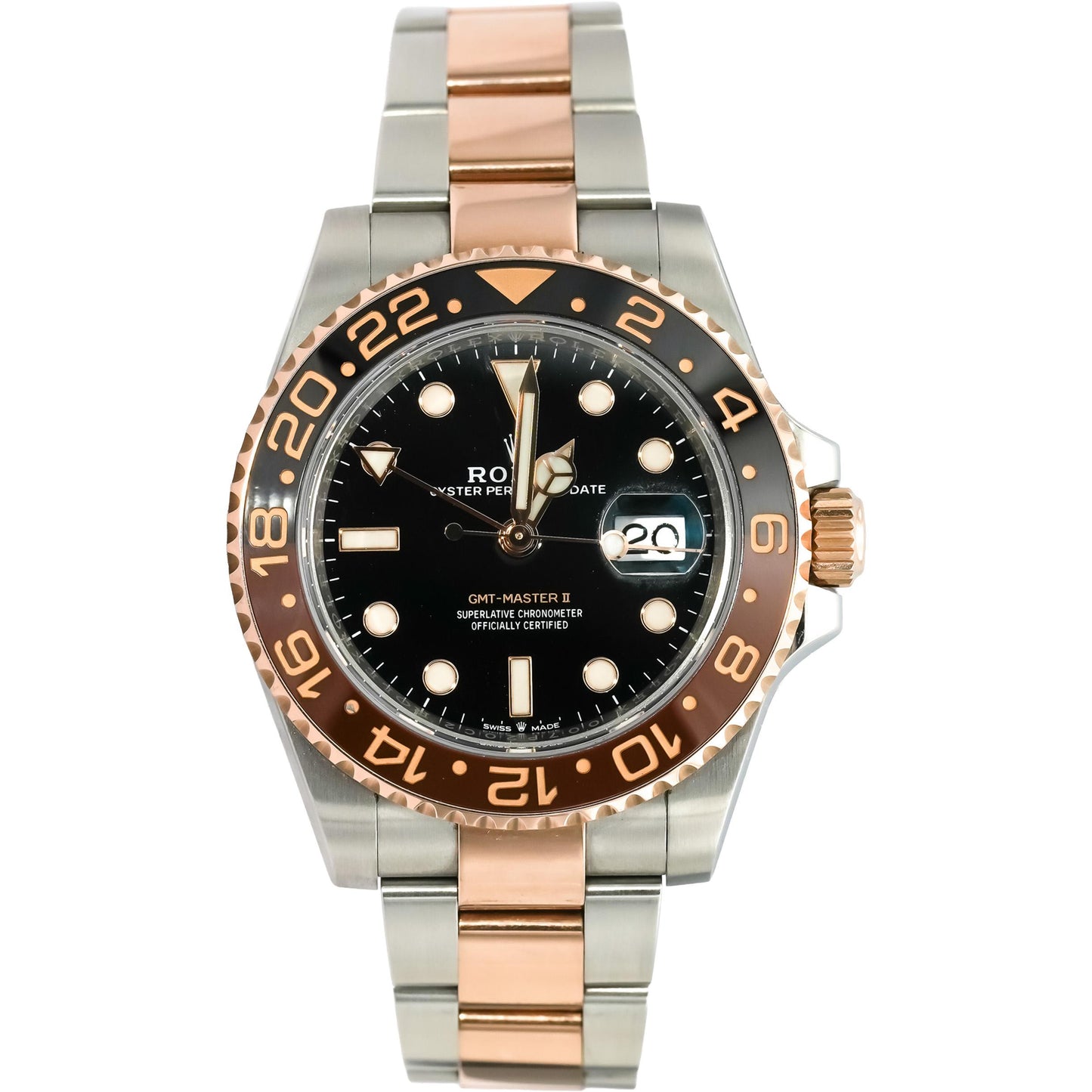 ROLEX 18k Rose Gold Stainless Steel GMT-Master II "Root Beer" Watch 126711CHNR