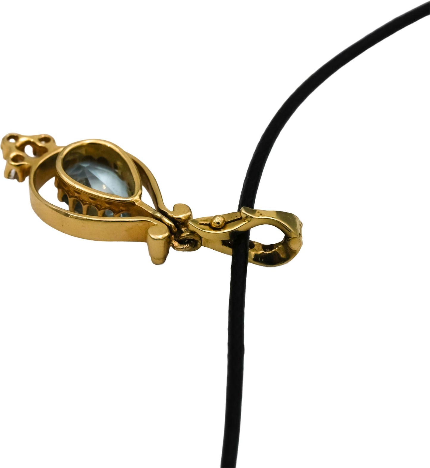 Vintage 14k Yellow Gold Diamond and Aquamarine Pendant Necklace 1.60CT