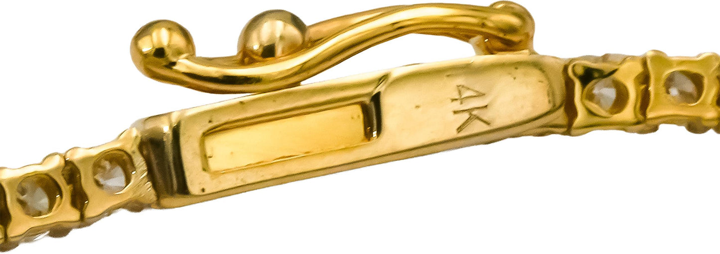 14k Yellow Gold Round Natural Diamond Tennis Necklace 5.85CT