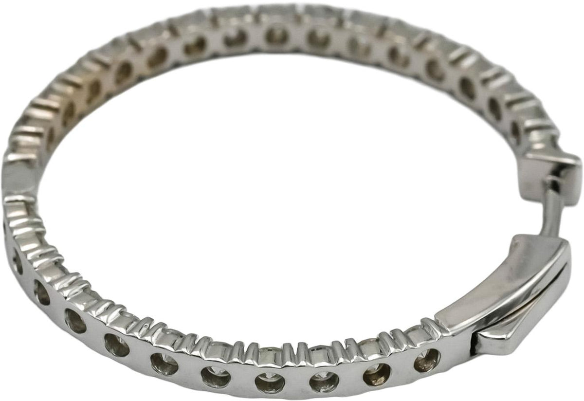 14k White Gold Round Natural Diamond Inside Out Hoop Earrings 2.96CT
