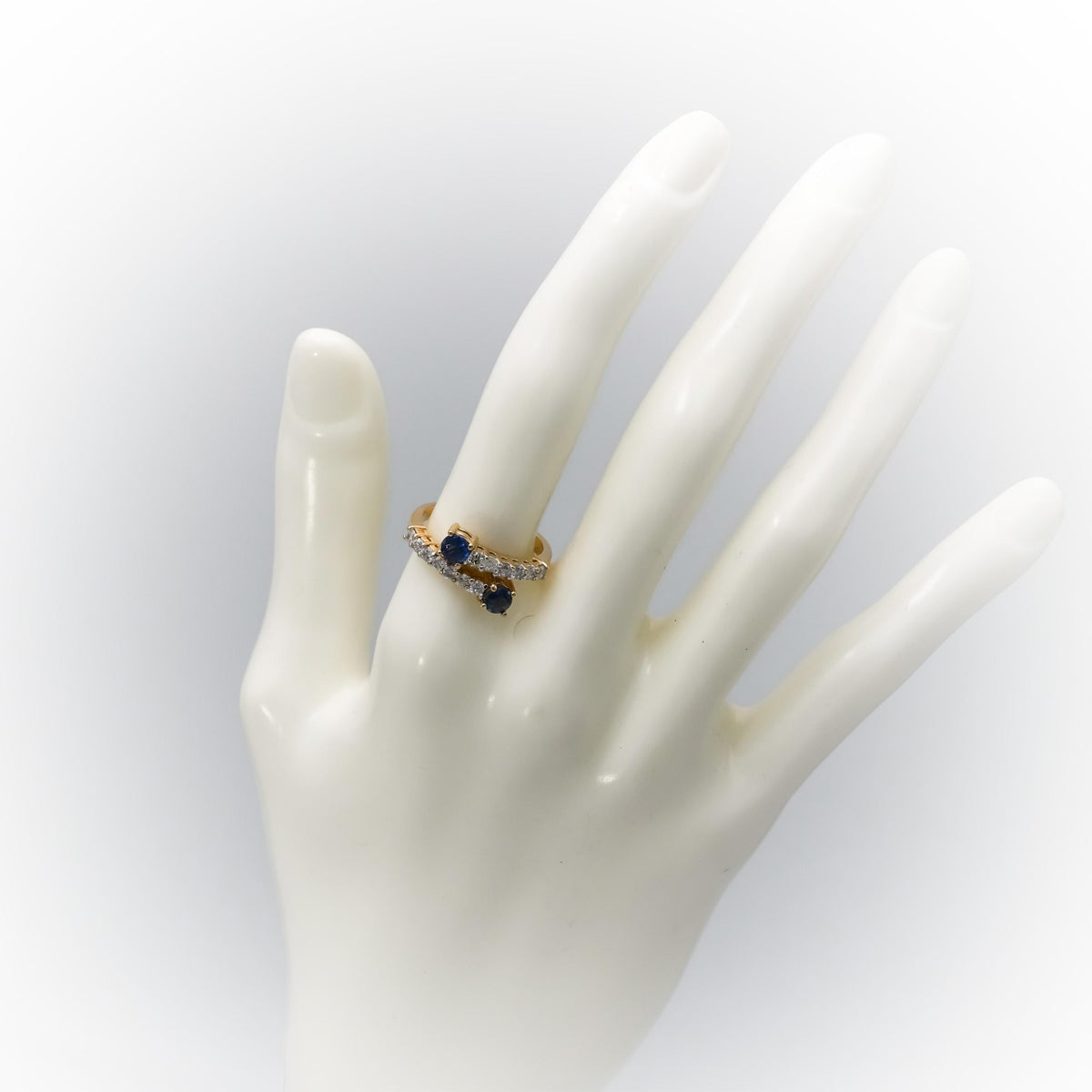 14k Yellow Gold Diamond and Sapphire Bypass Ring 1.15CT Size 6.75