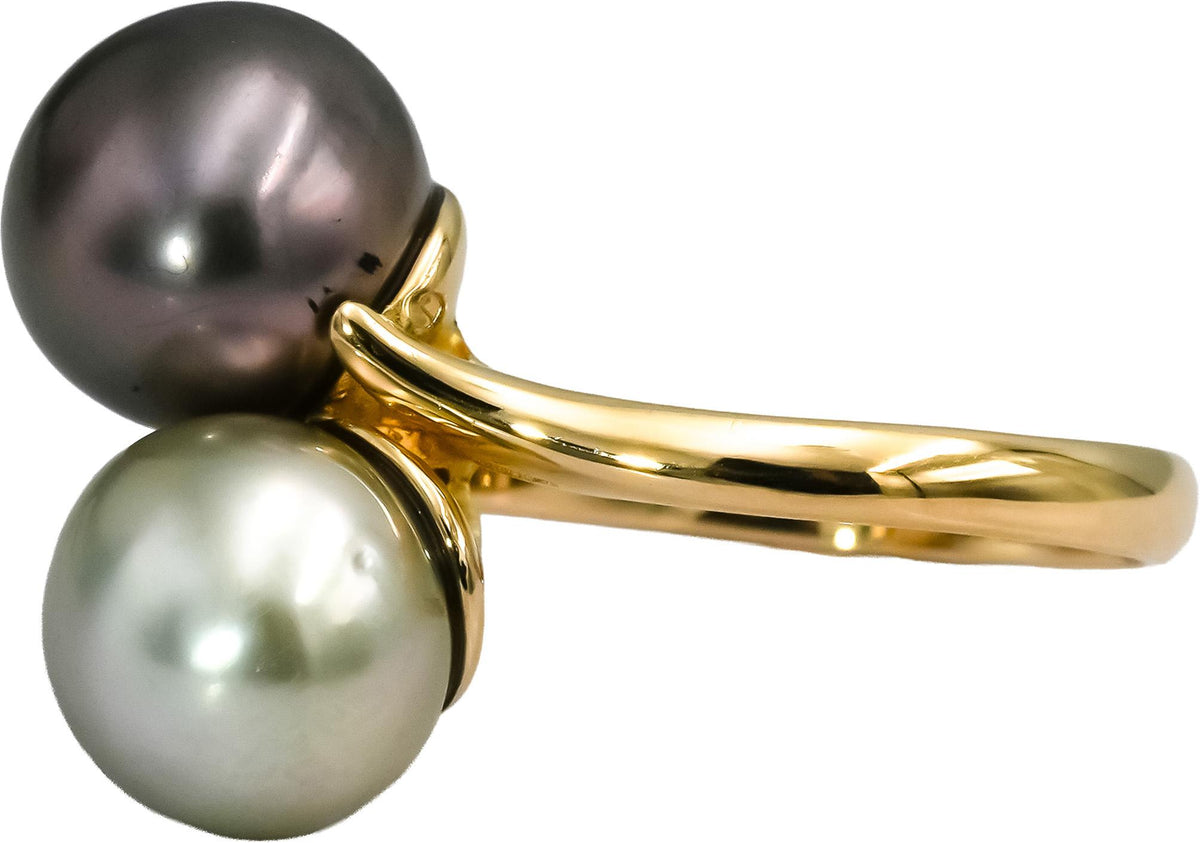 18k Yellow Gold 10mm Pearl Cocktail Ring Size 6