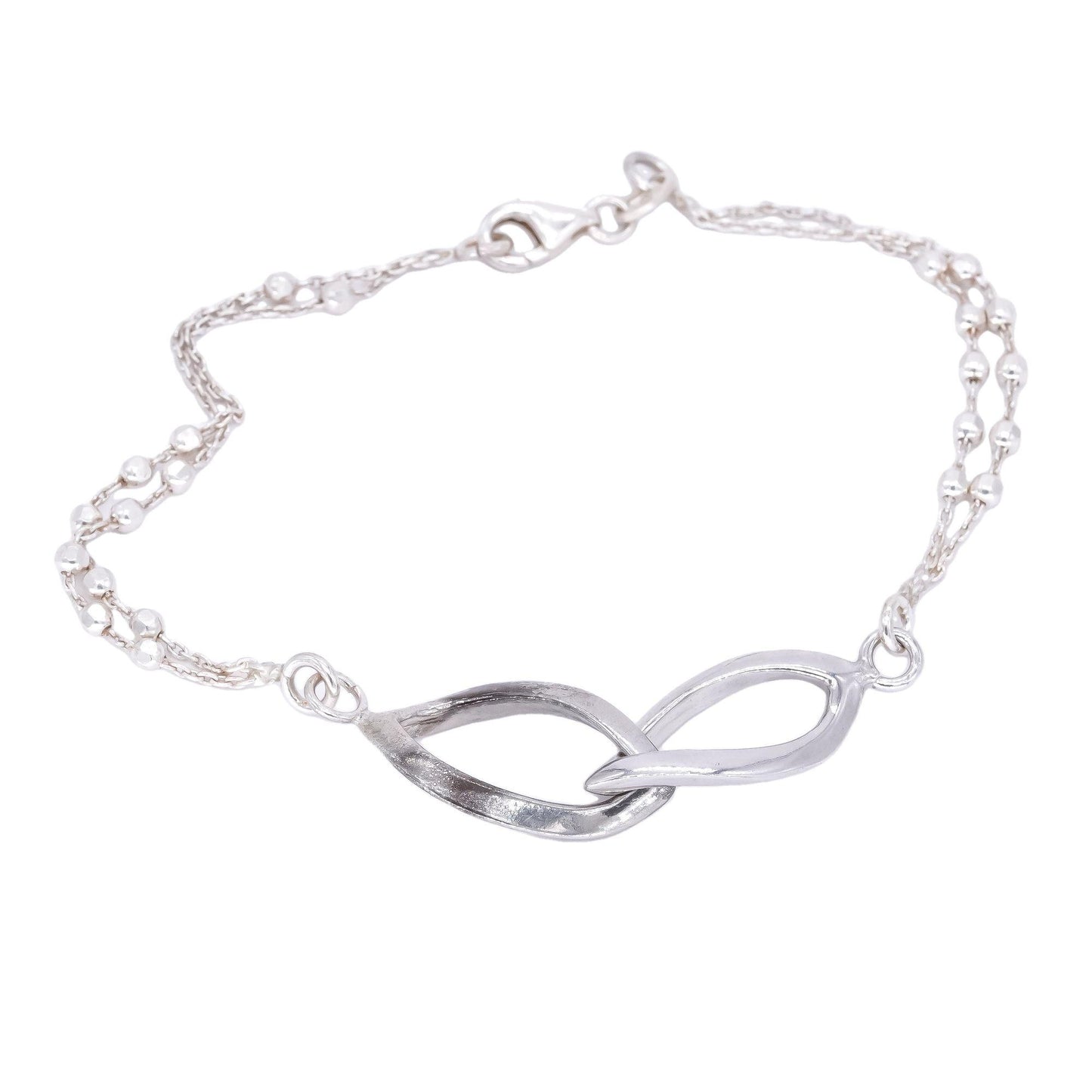 Sterling Silver Intertwining Fancy Link Bracelet