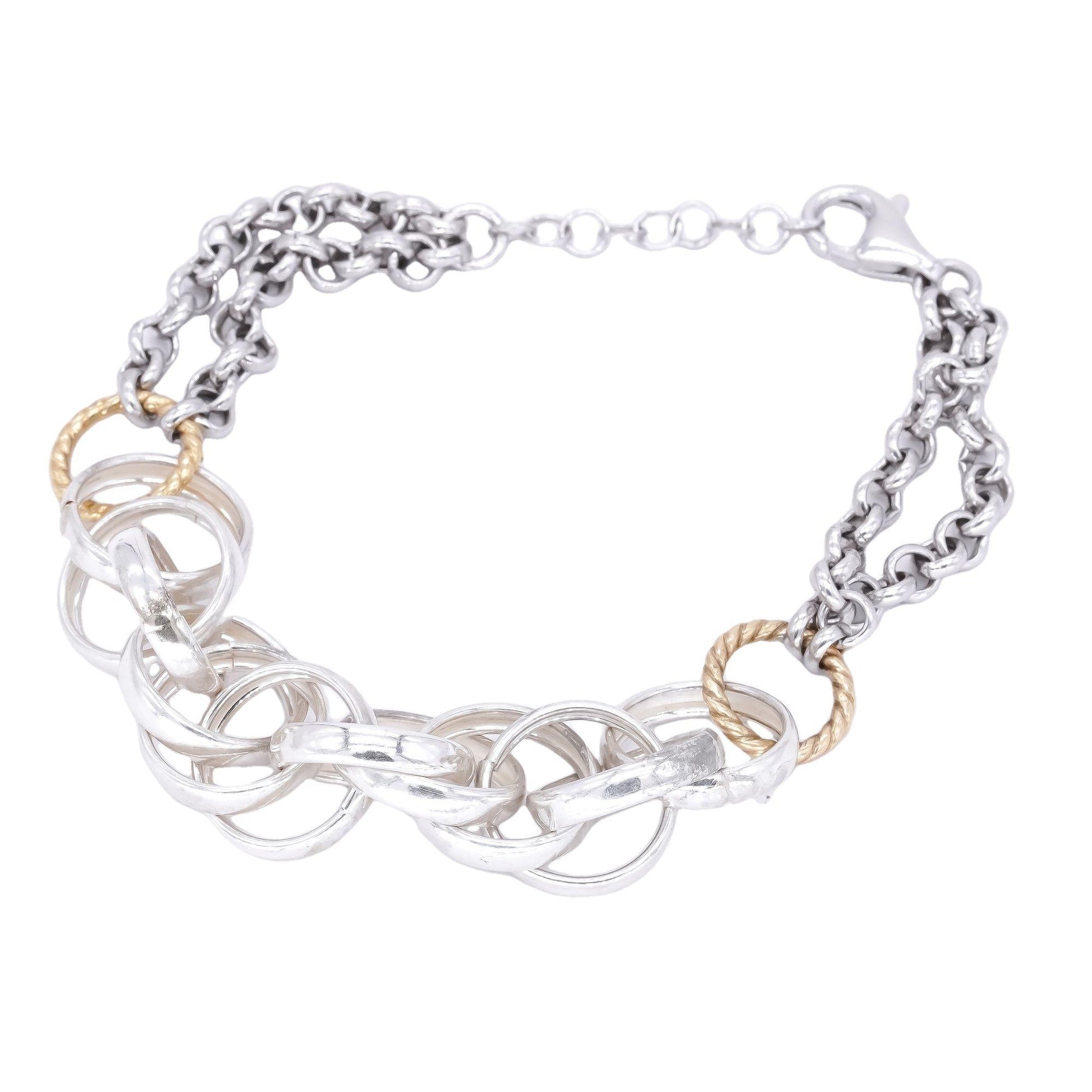 Sterling Silver Yellow Gold Plated Jumbo Interlocking Circle Bracelet