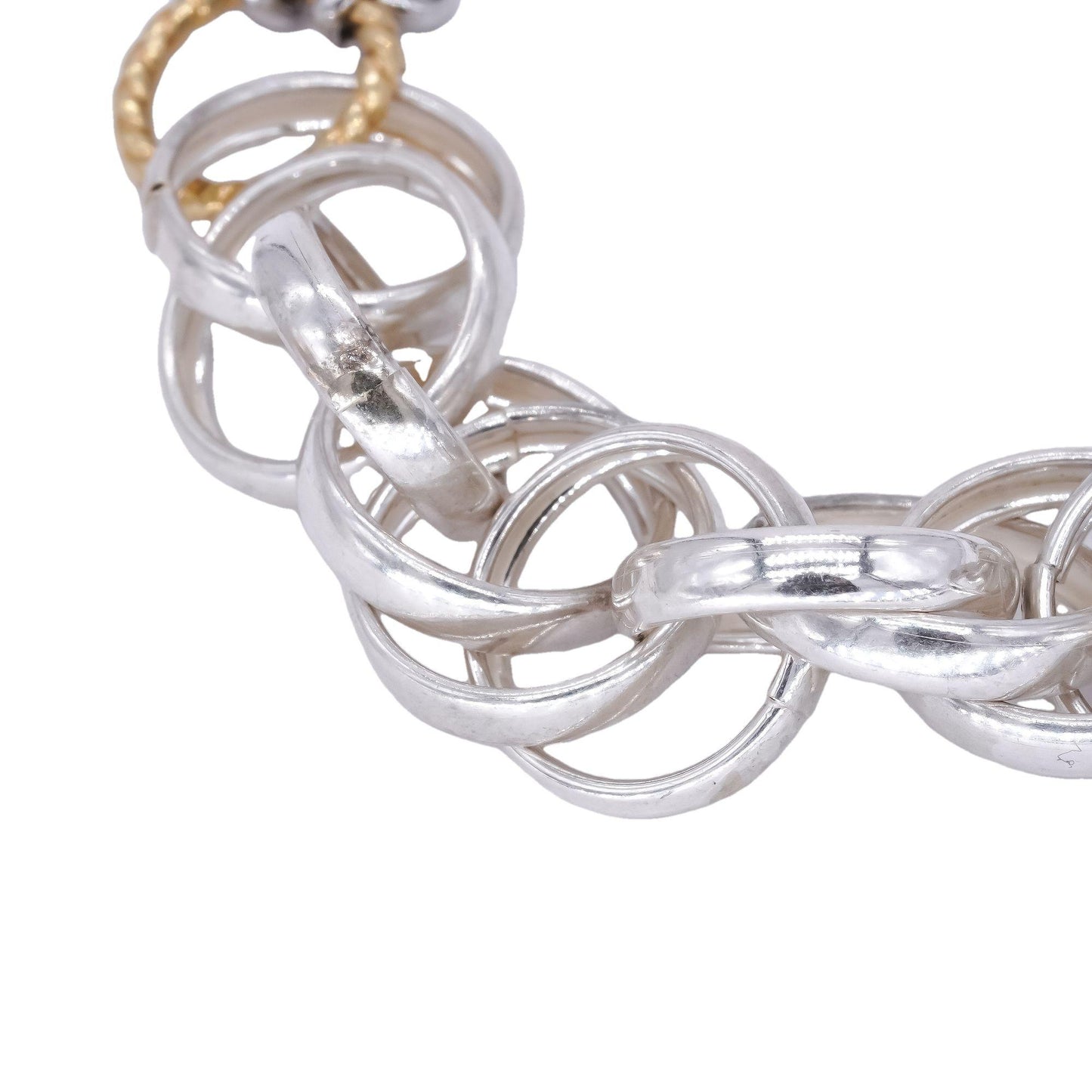 Sterling Silver Yellow Gold Plated Jumbo Interlocking Circle Bracelet