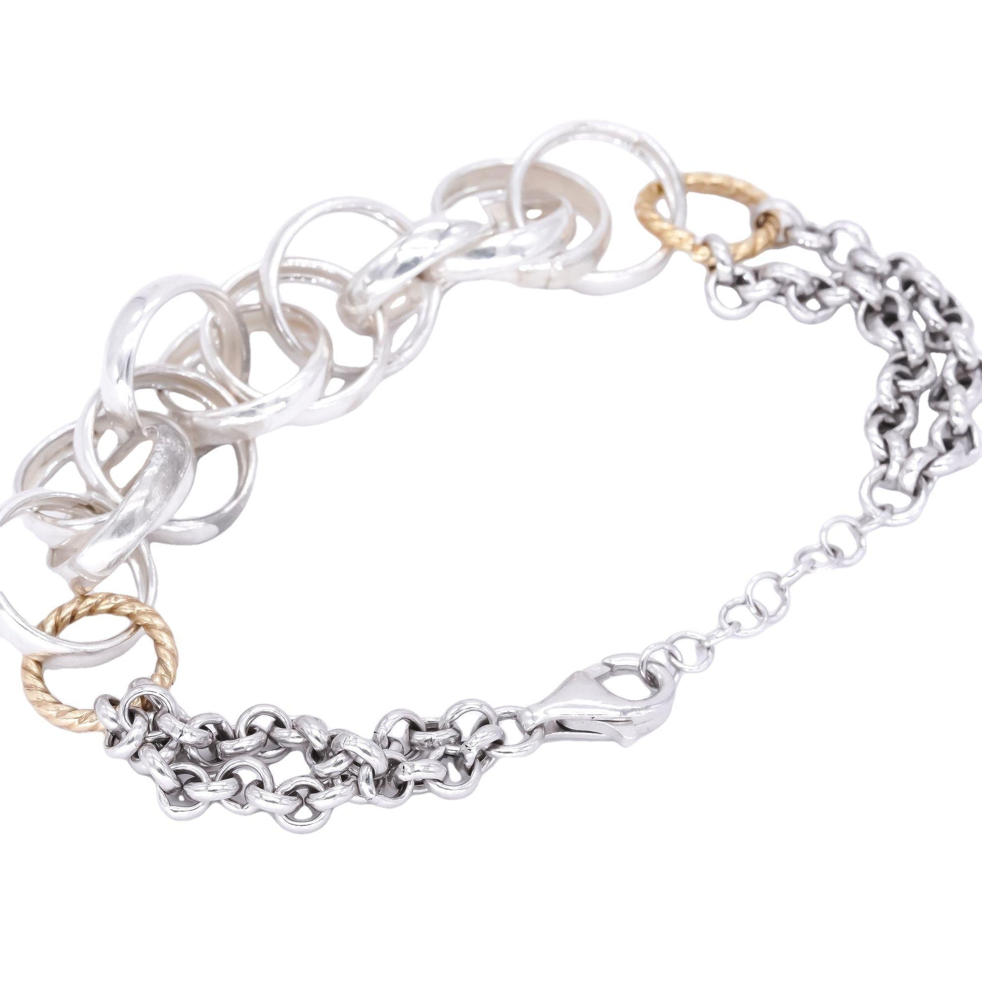 Sterling Silver Yellow Gold Plated Jumbo Interlocking Circle Bracelet