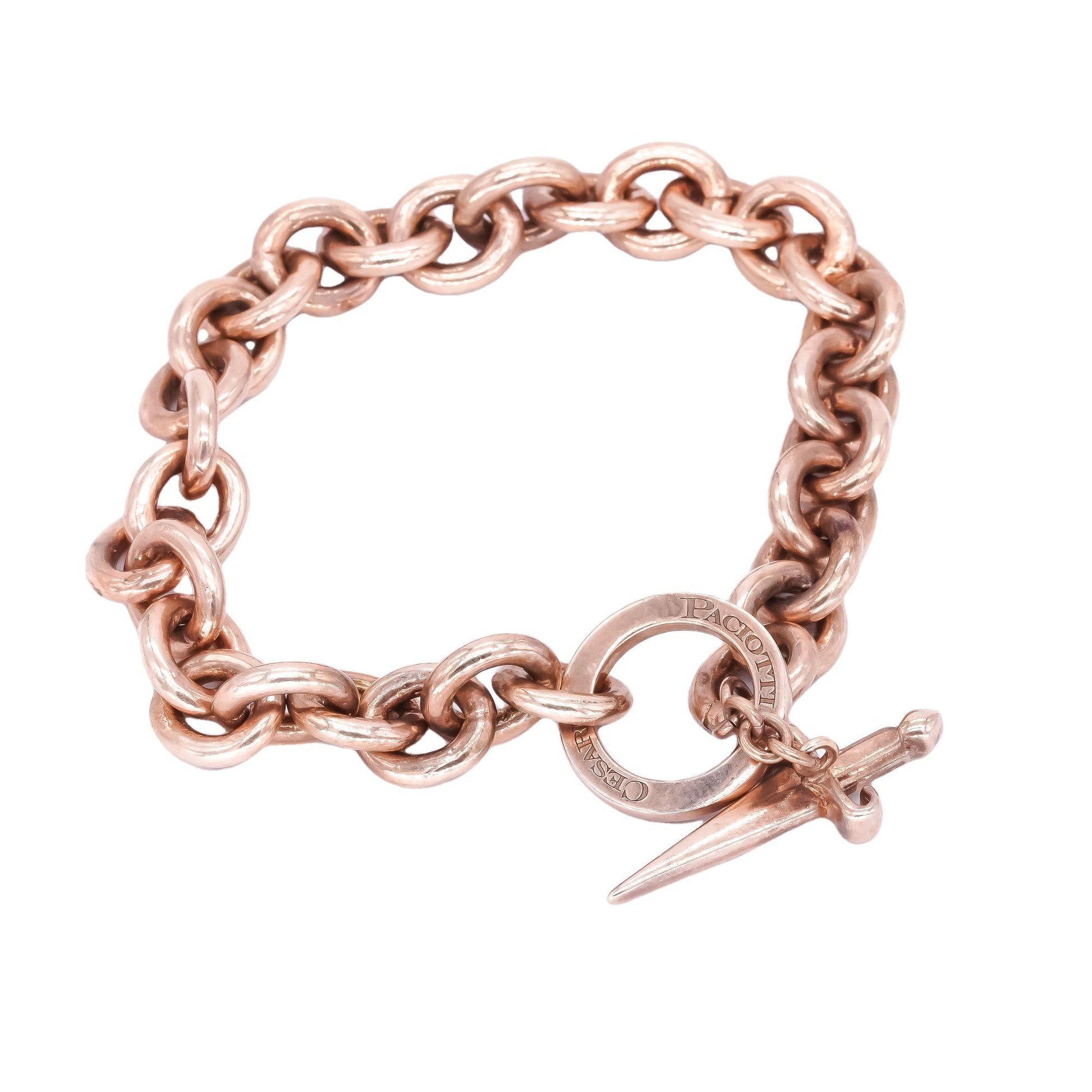 Cesare Paciotti Sterling Silver Rose Gold Plated Dagger Chain Link Bracelet