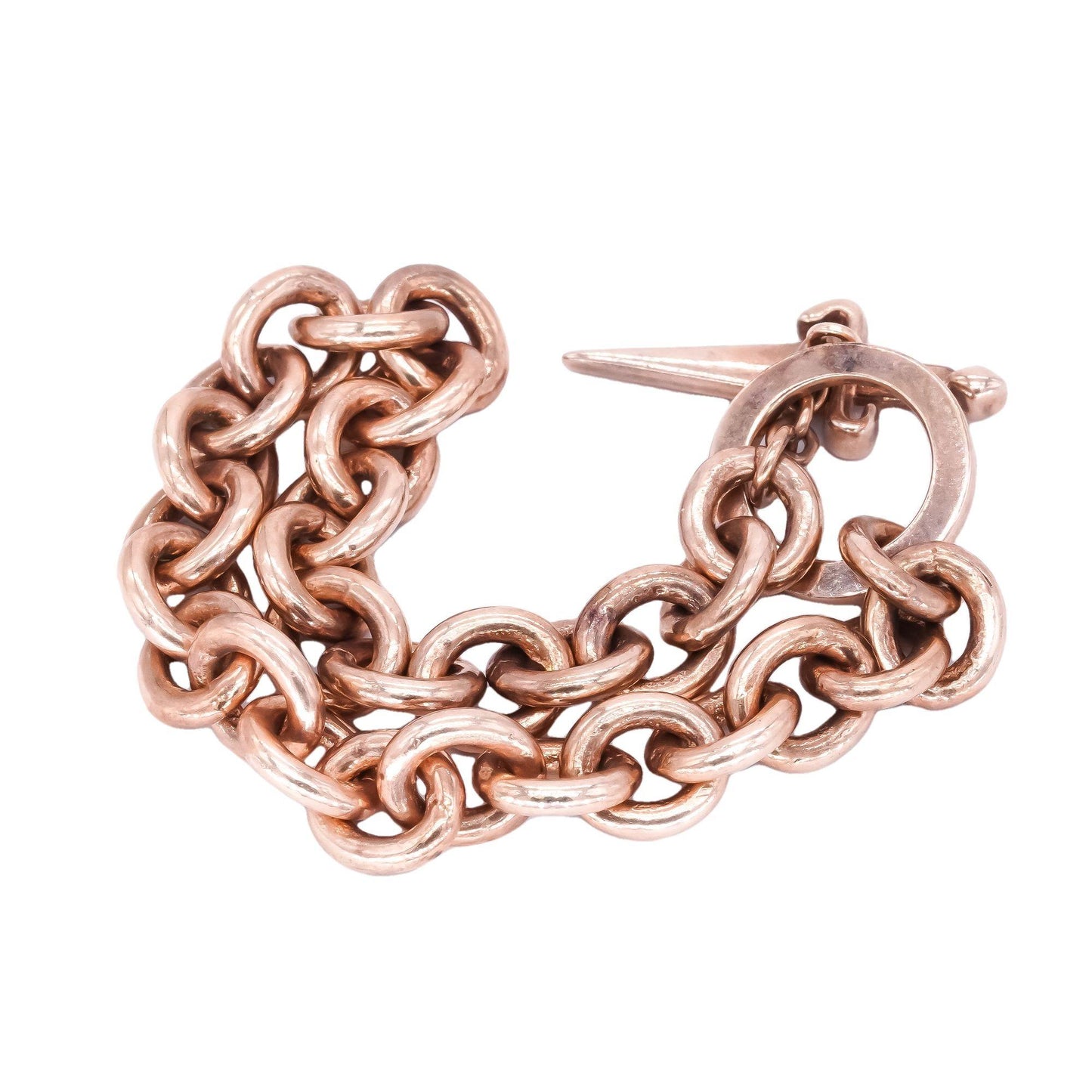 Cesare Paciotti Sterling Silver Rose Gold Plated Dagger Chain Link Bracelet