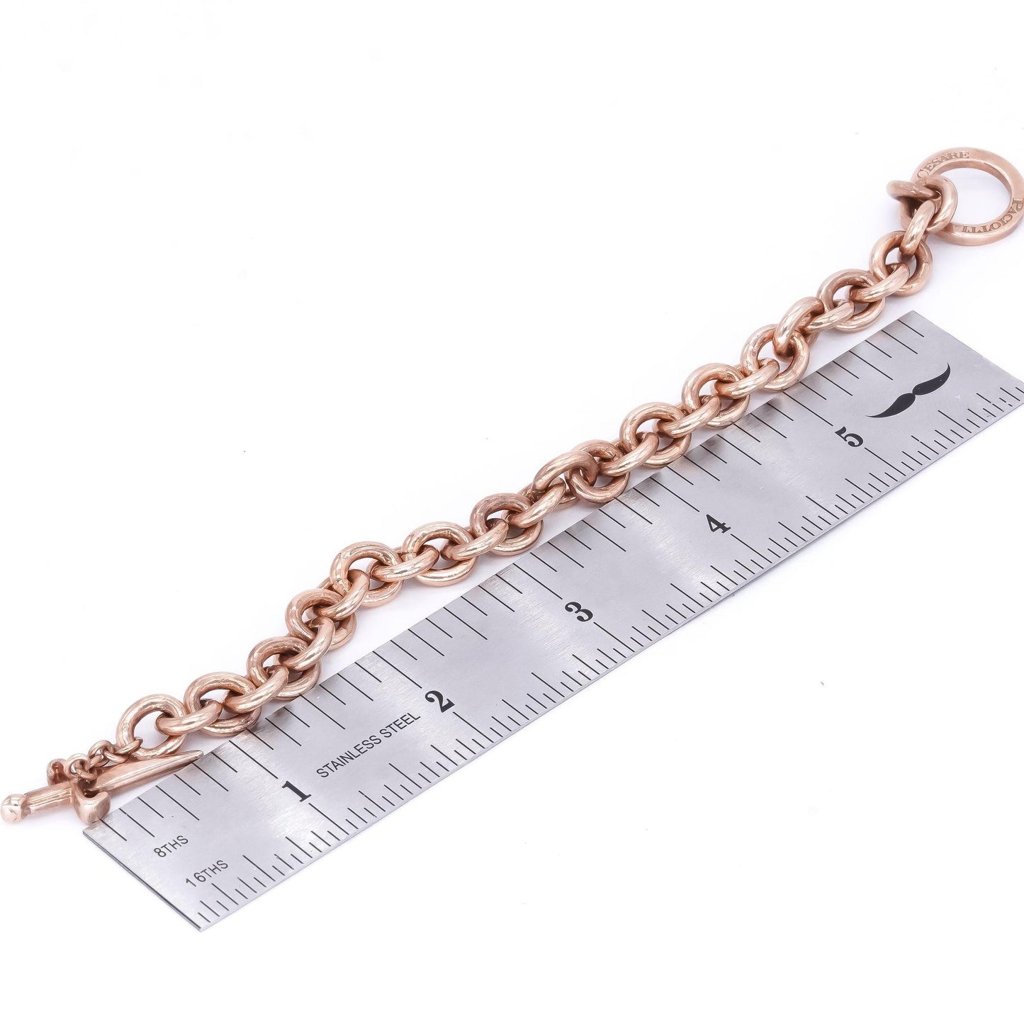 Cesare Paciotti Sterling Silver Rose Gold Plated Dagger Chain Link Bracelet