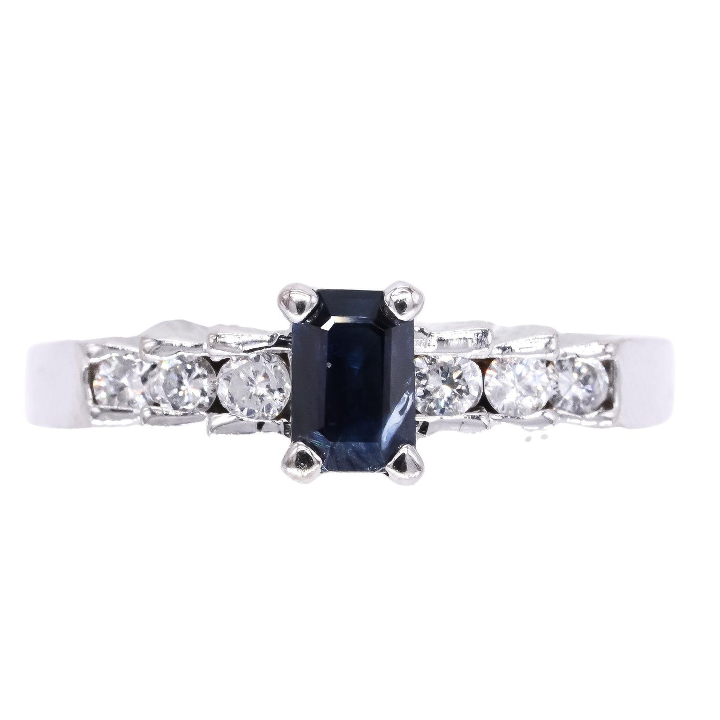 14k White Gold Jewelry 0.70CT Diamond and Sapphire Wedding Band Ring size 8