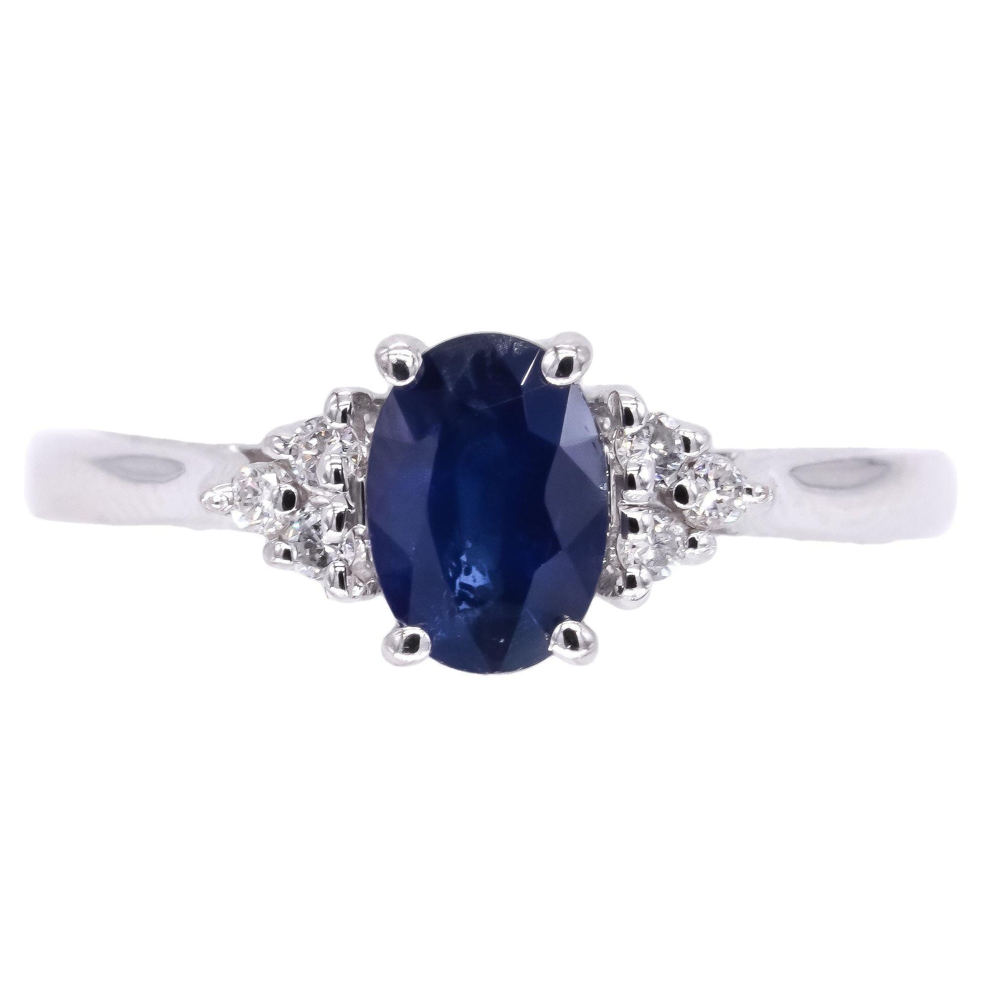 14k White Gold 0.85CT VS Diamond and Sapphire Wedding Cocktail Ring size 7