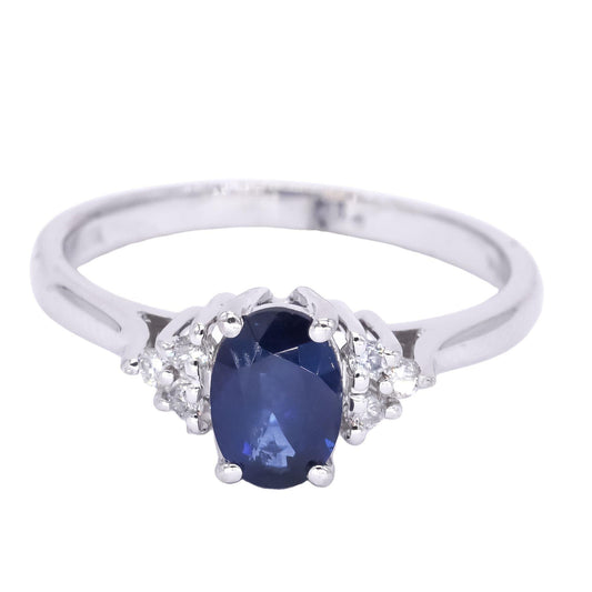 14k White Gold 0.85CT VS Diamond and Sapphire Wedding Cocktail Ring size 7