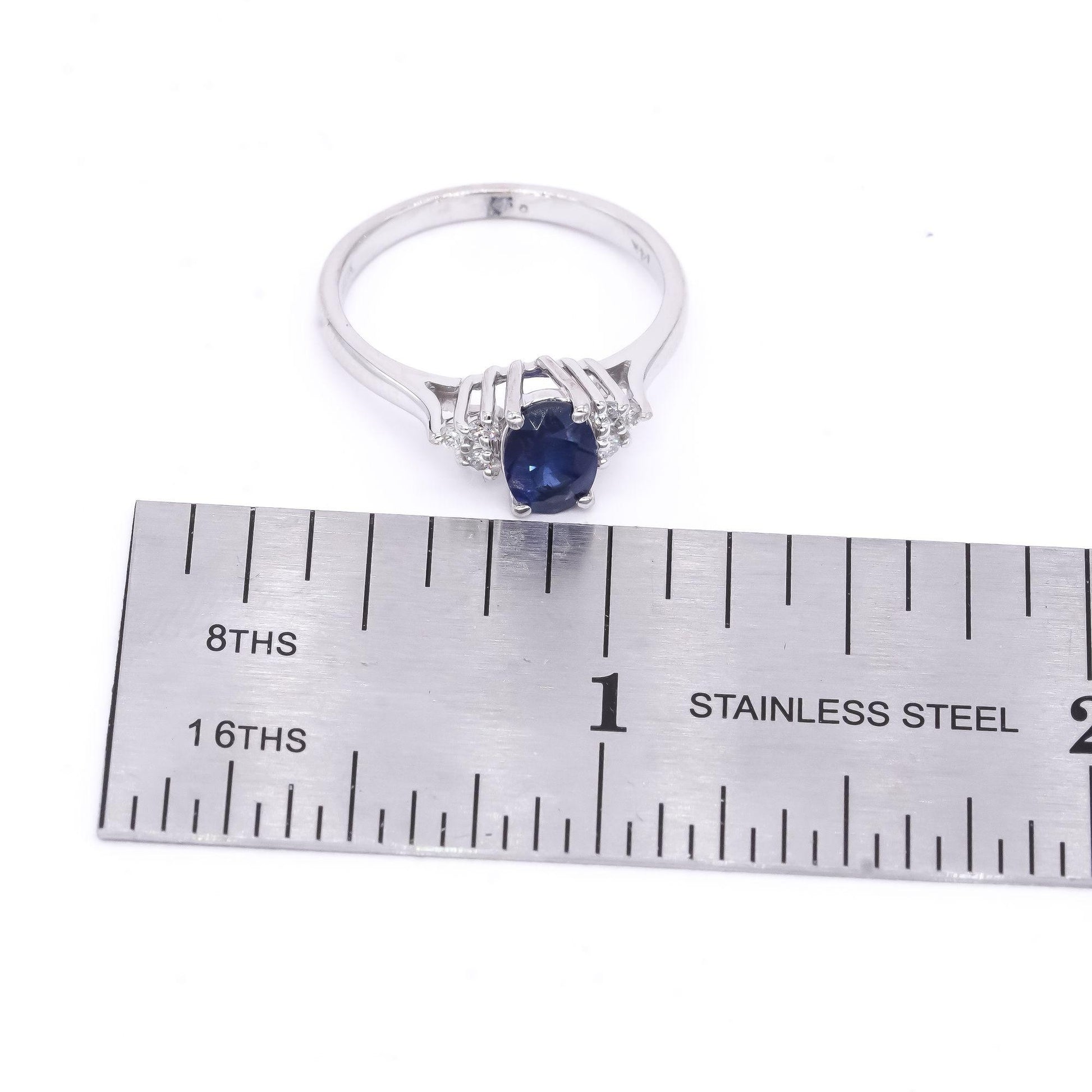 14k White Gold 0.85CT VS Diamond and Sapphire Wedding Cocktail Ring size 7