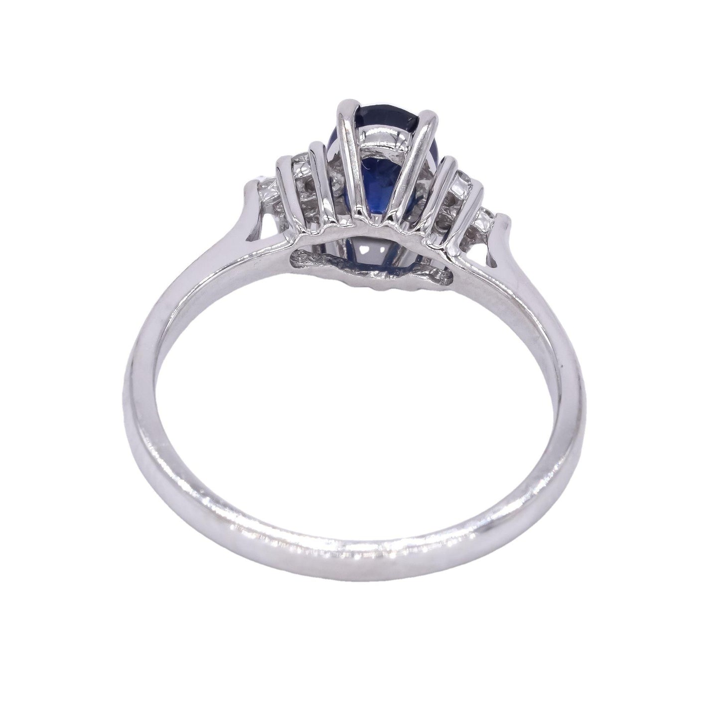 14k White Gold 0.85CT VS Diamond and Sapphire Wedding Cocktail Ring size 7