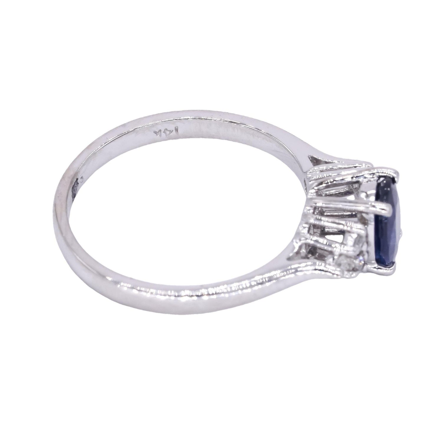 14k White Gold 0.85CT VS Diamond and Sapphire Wedding Cocktail Ring size 7